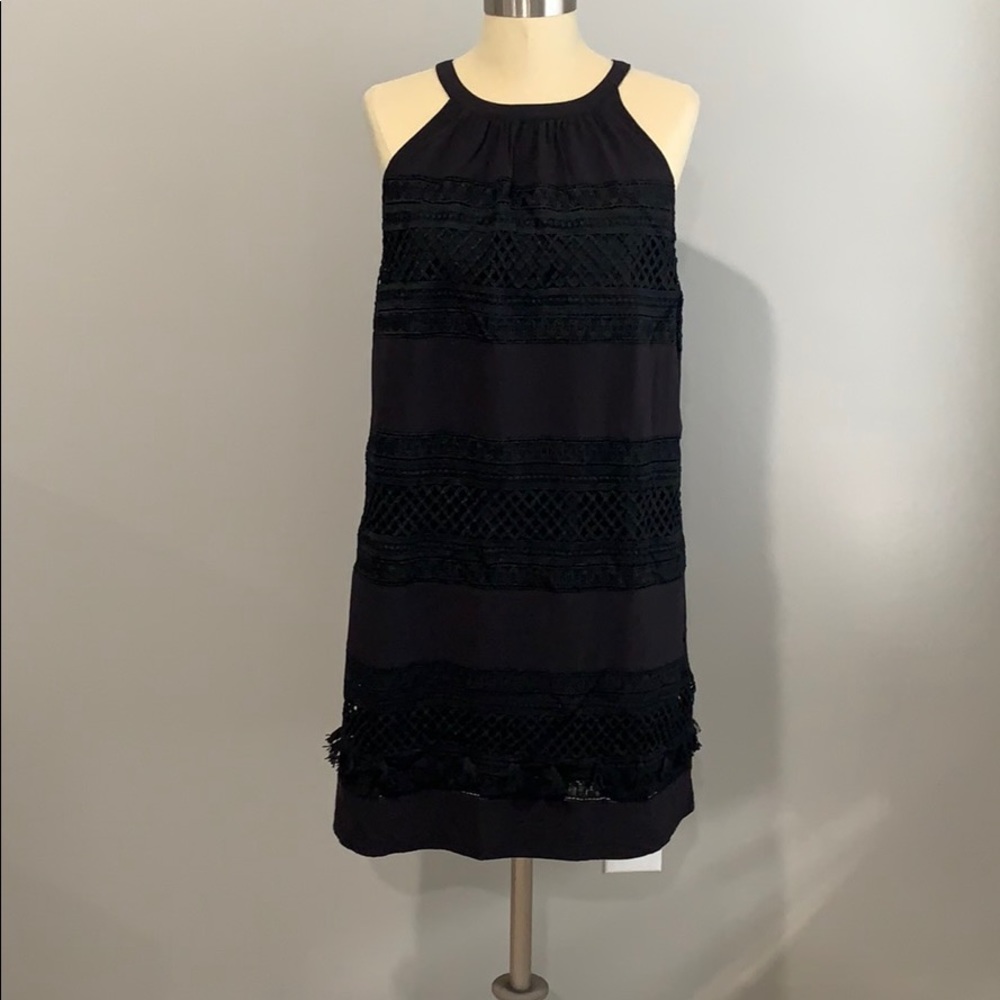 Black lace and tassel halter dress